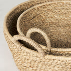 Ayanna Set of 2 Deep Nesting Seagrass Baskets w/ Handles - Dekor Butik