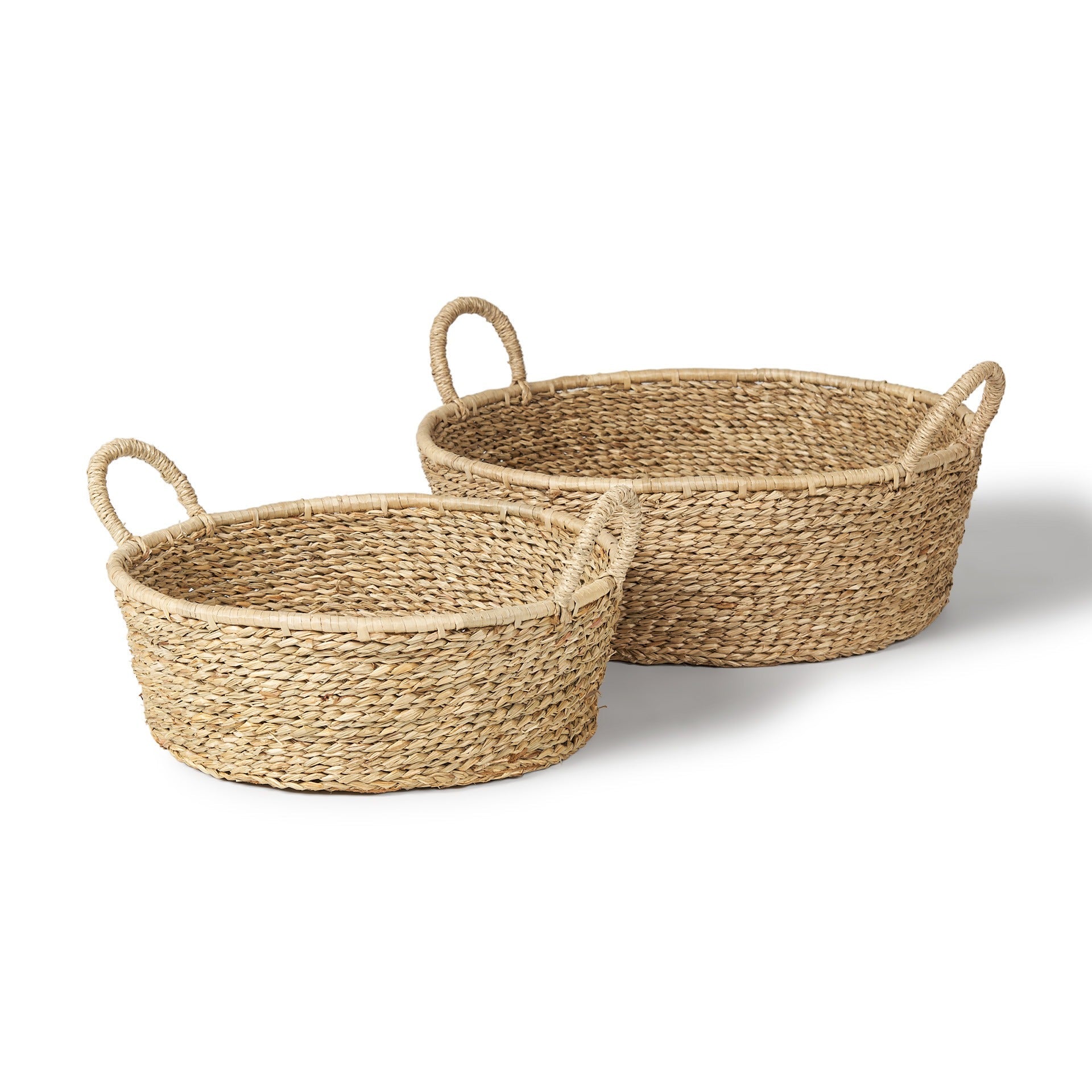 Ayanna Set of 2 Deep Nesting Seagrass Baskets w/ Handles - Dekor Butik
