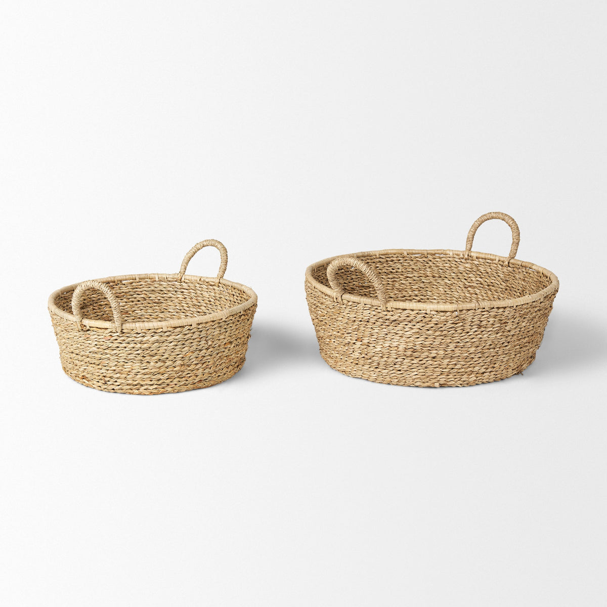 Ayanna Set of 2 Deep Nesting Seagrass Baskets w/ Handles - Dekor Butik
