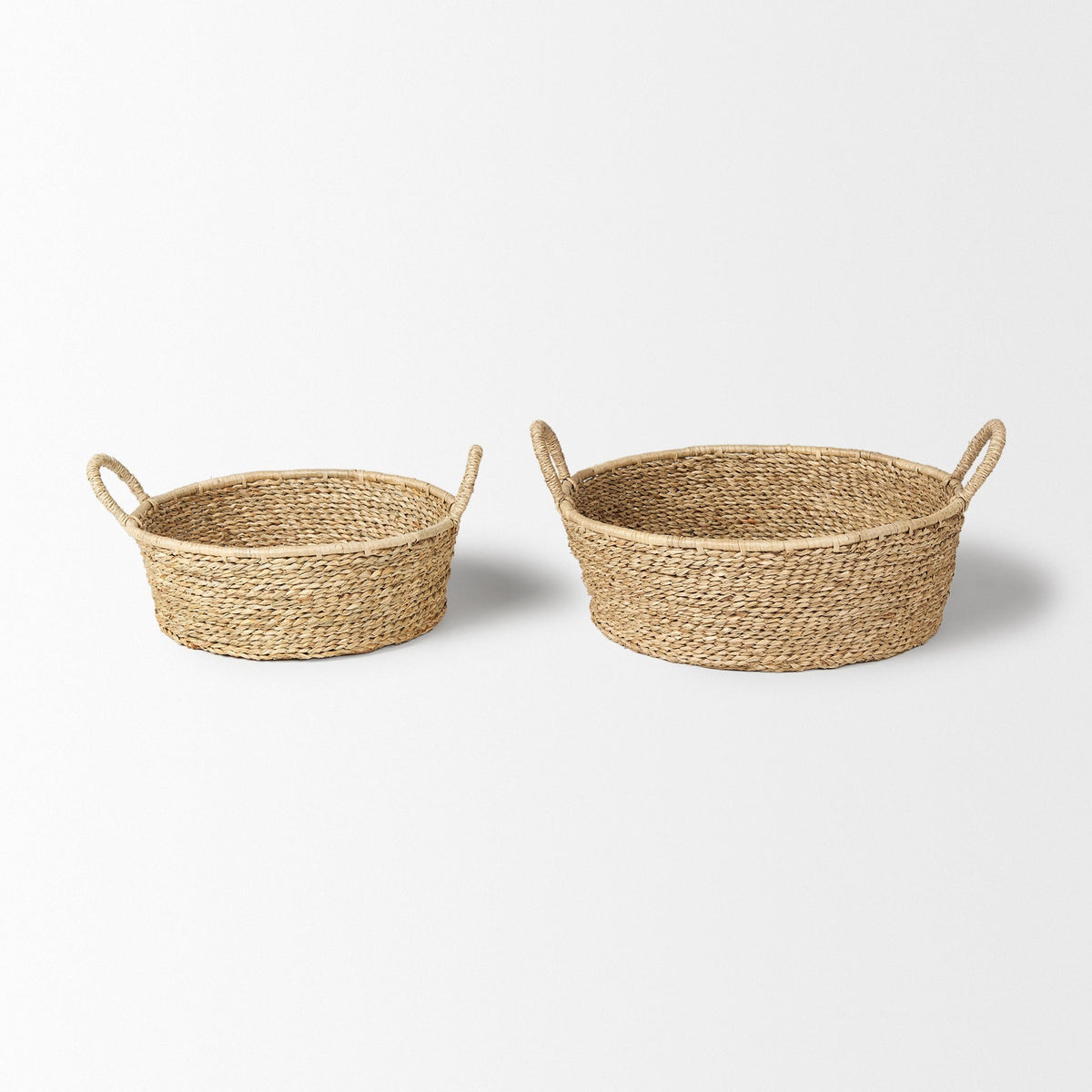 Ayanna Set of 2 Deep Nesting Seagrass Baskets w/ Handles - Dekor Butik