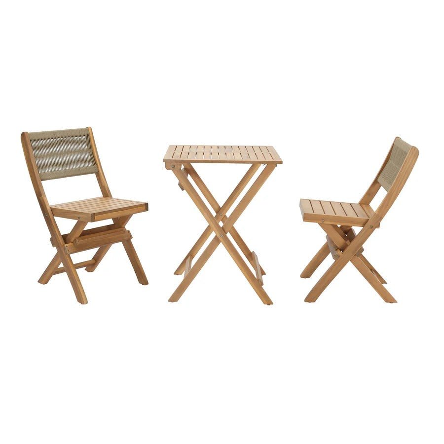 Balcony Outdoor - Foldable Bistro Set (1 Table & 2 Chairs) - Dekor Butik