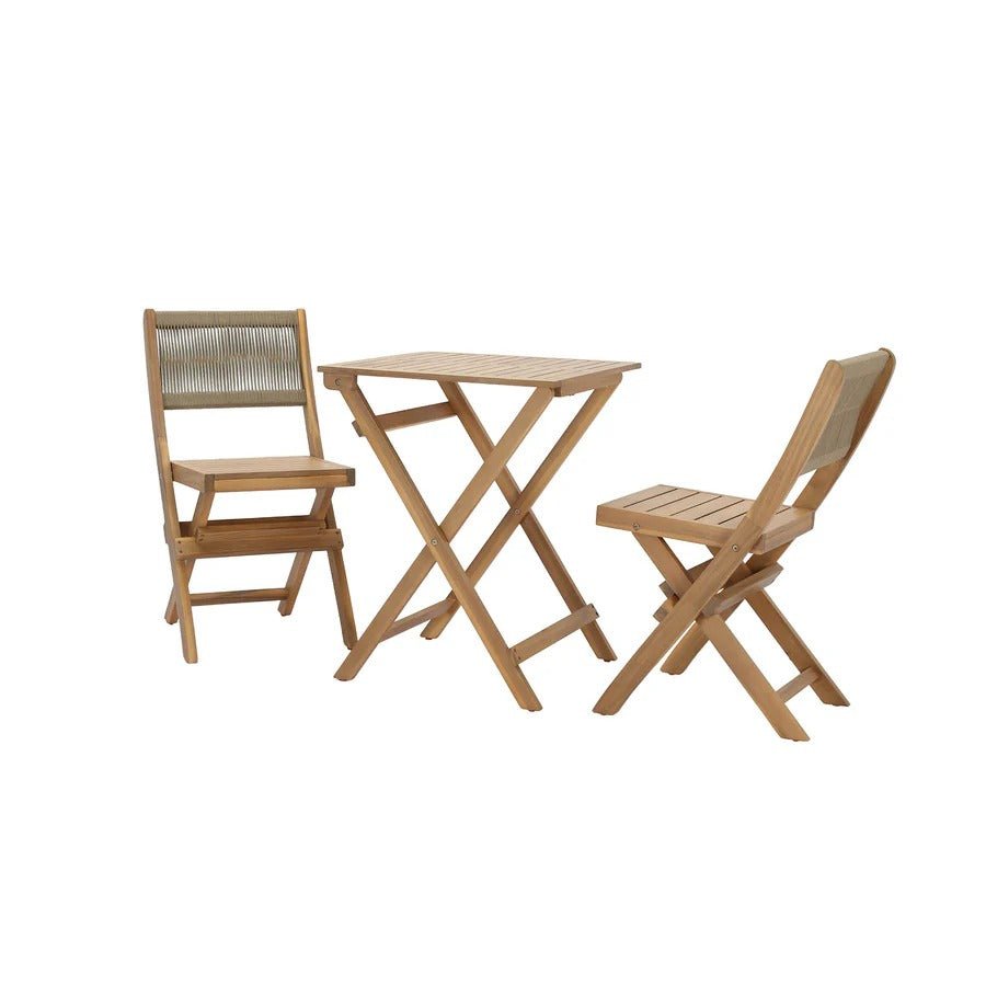 Balcony Outdoor - Foldable Bistro Set (1 Table & 2 Chairs) - Dekor Butik