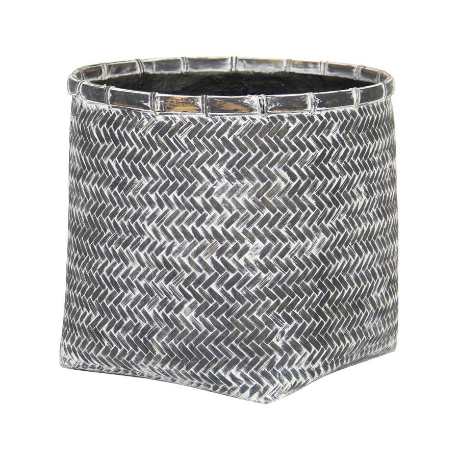 Bamboo Indoor Basket Pot –Grey Wash - Dekor Butik