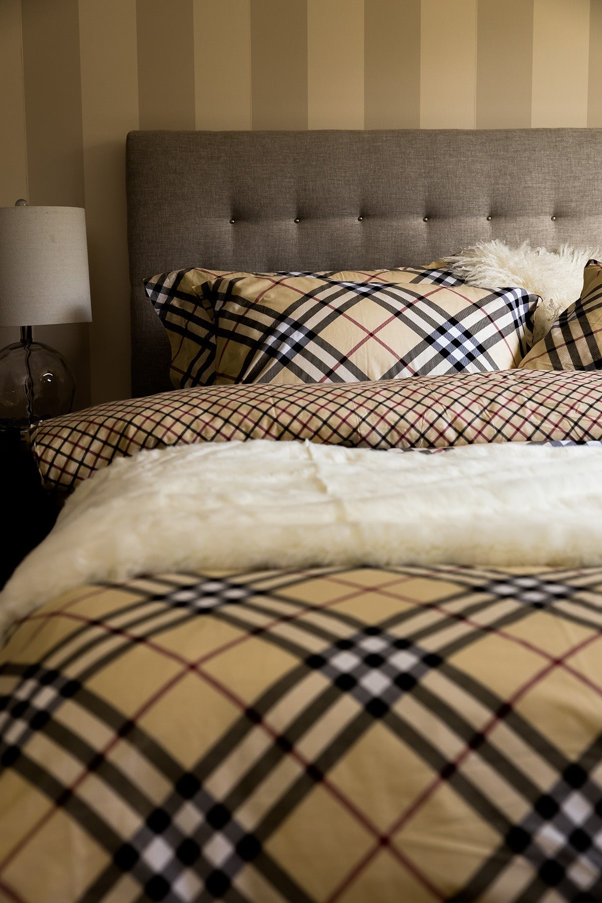 BeddingBanff Queen Size Plaid Cotton 6 pc Duvet Cover Set - Dekor Butik
