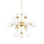 Barbara Brushed Gold Metal w/ Frosted Glass Globes 11 - Light Chandelier - Dekor Butik