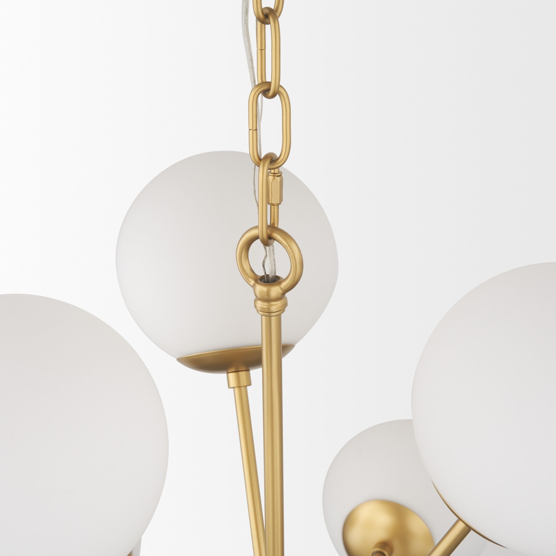 Barbara Brushed Gold Metal w/ Frosted Glass Globes 11 - Light Chandelier - Dekor Butik
