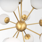 Barbara Brushed Gold Metal w/ Frosted Glass Globes 11 - Light Chandelier - Dekor Butik