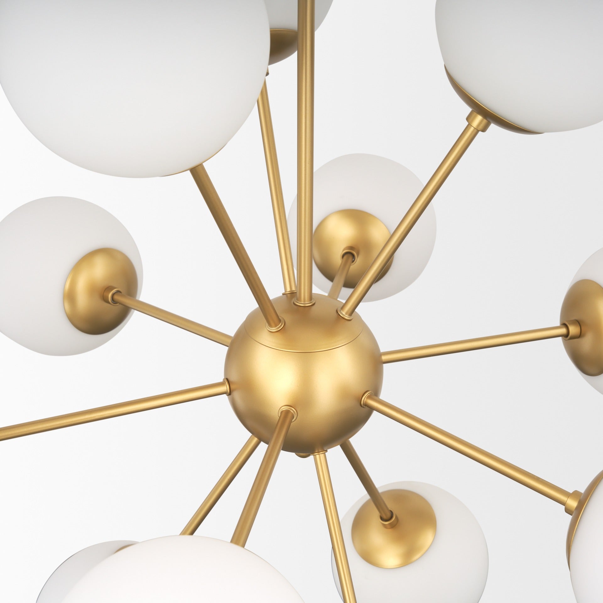 Barbara Brushed Gold Metal w/ Frosted Glass Globes 11 - Light Chandelier - Dekor Butik