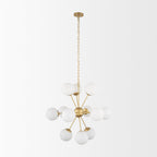 Barbara Brushed Gold Metal w/ Frosted Glass Globes 11 - Light Chandelier - Dekor Butik