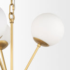 Barbara Brushed Gold Metal w/ Frosted Glass Globes 11 - Light Chandelier - Dekor Butik
