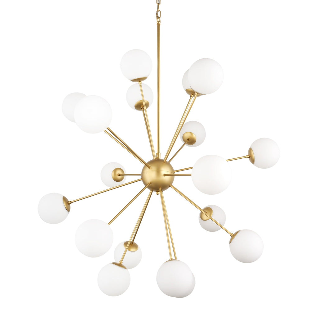 Barbara Brushed Gold Metal w/ Frosted Glass Globes 18 - Light Chandelier - Dekor Butik