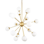 Barbara Brushed Gold Metal w/ Frosted Glass Globes 18 - Light Chandelier - Dekor Butik