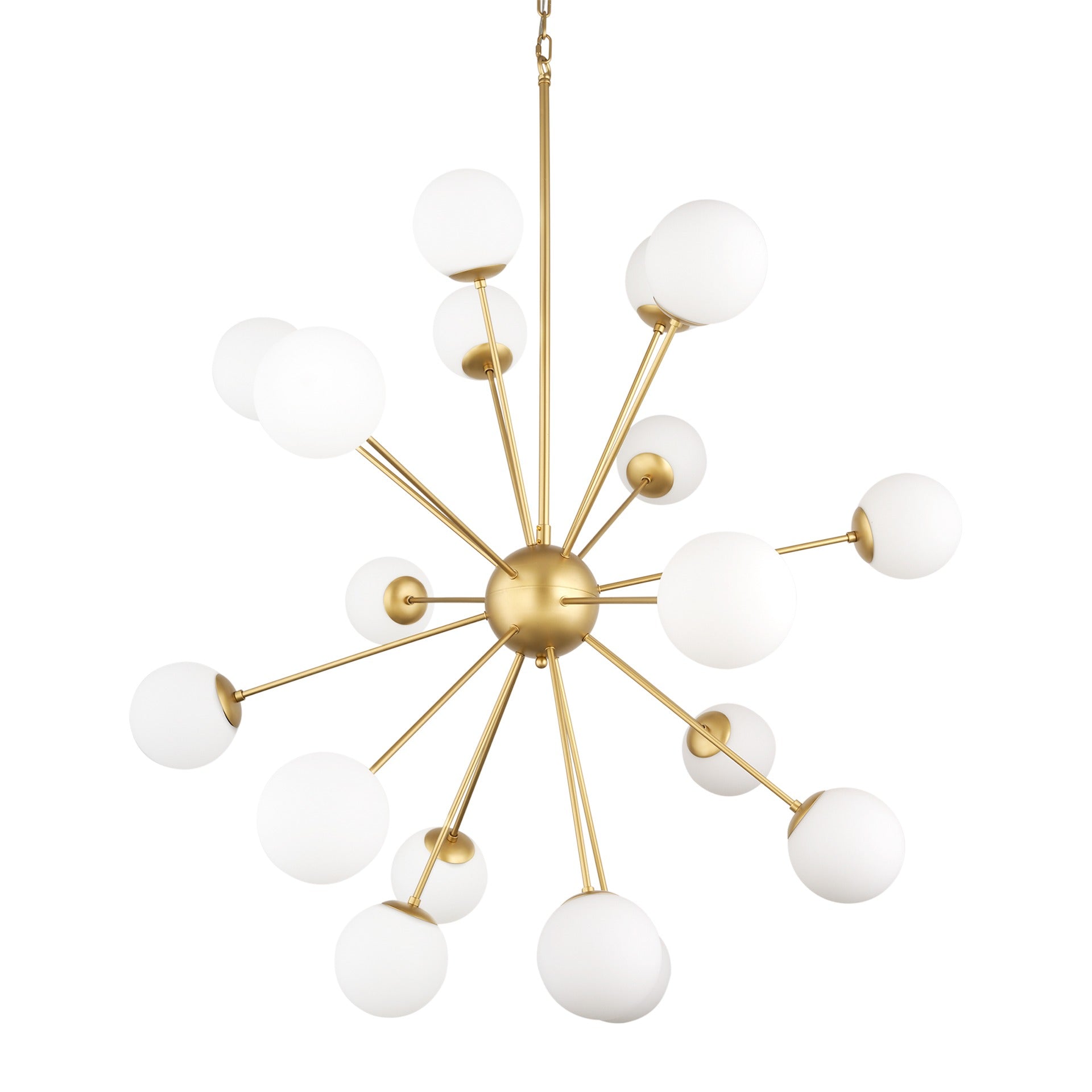 Barbara Brushed Gold Metal w/ Frosted Glass Globes 18 - Light Chandelier - Dekor Butik