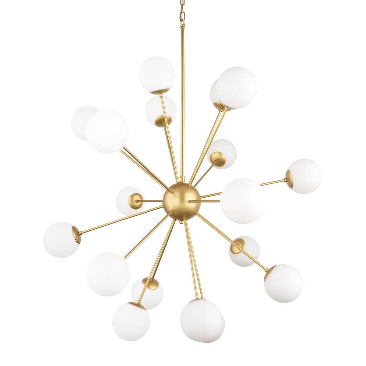 Barbara Brushed Gold Metal w/ Frosted Glass Globes 18 - Light Chandelier - Dekor Butik