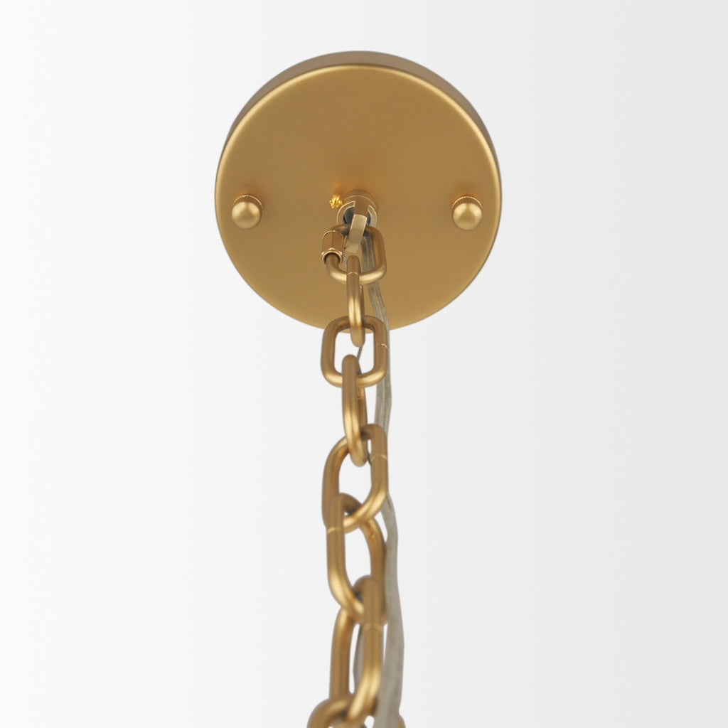 Barbara Brushed Gold Metal w/ Frosted Glass Globes 18 - Light Chandelier - Dekor Butik