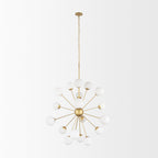 Barbara Brushed Gold Metal w/ Frosted Glass Globes 18 - Light Chandelier - Dekor Butik