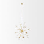 Barbara Brushed Gold Metal w/ Frosted Glass Globes 18 - Light Chandelier - Dekor Butik