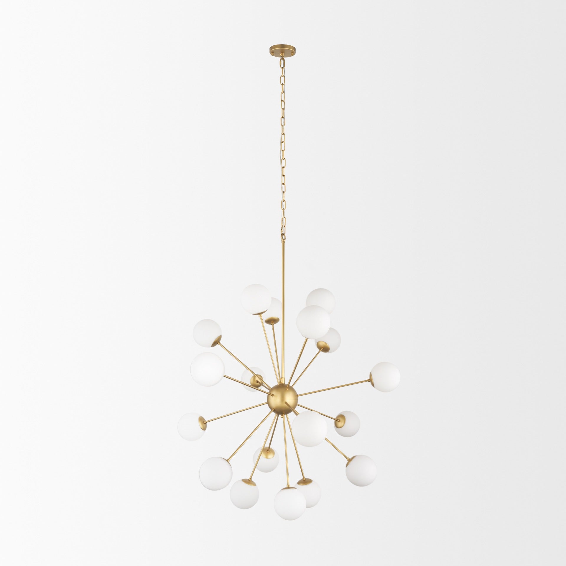 Barbara Brushed Gold Metal w/ Frosted Glass Globes 18 - Light Chandelier - Dekor Butik