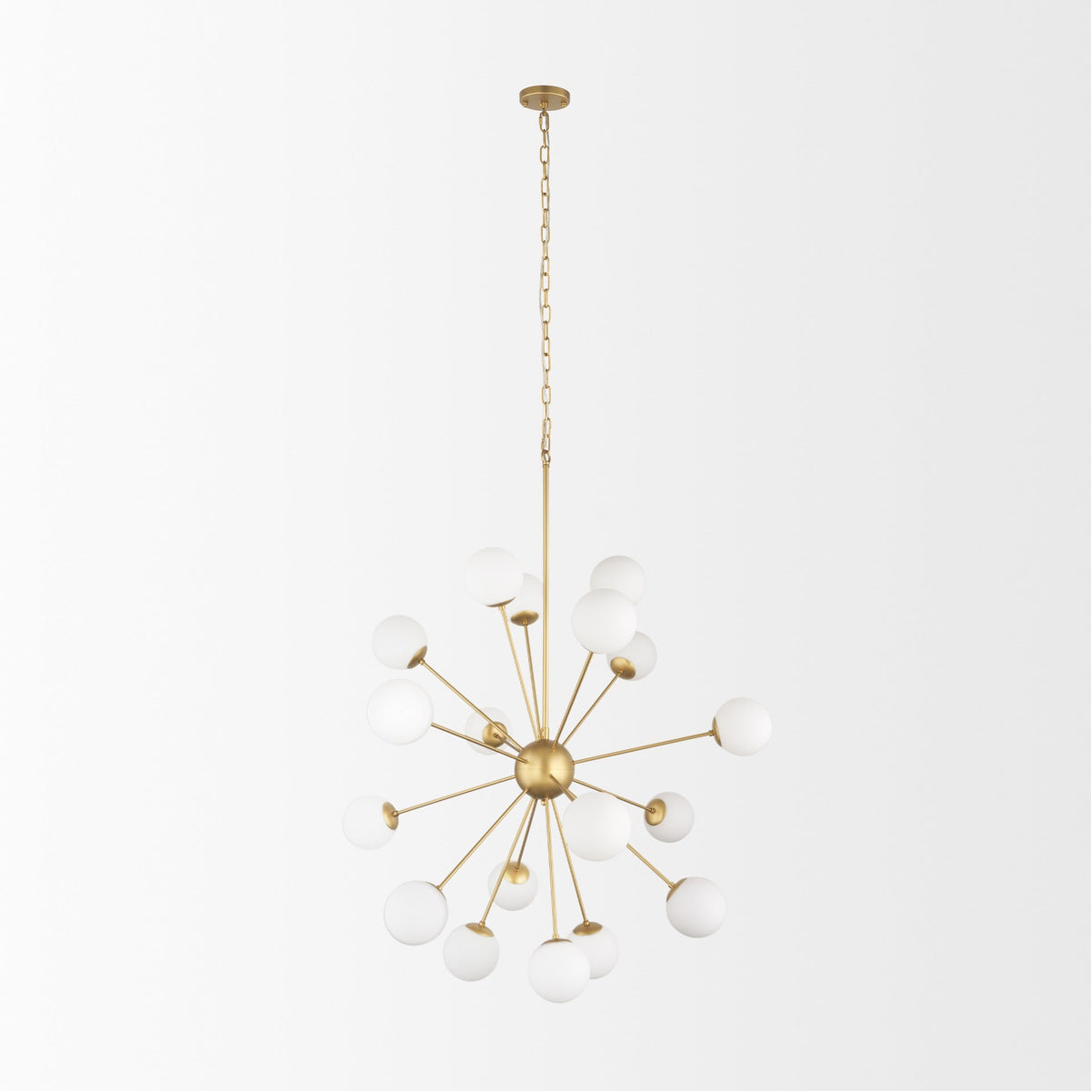Barbara Brushed Gold Metal w/ Frosted Glass Globes 18 - Light Chandelier - Dekor Butik