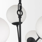 Barbara Matte Black Metal w/ Frosted Glass Globes 11 - Light Chandelier - Dekor Butik