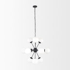 Barbara Matte Black Metal w/ Frosted Glass Globes 11 - Light Chandelier - Dekor Butik