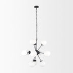 Barbara Matte Black Metal w/ Frosted Glass Globes 11 - Light Chandelier - Dekor Butik