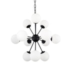 Barbara Matte Black Metal w/ Frosted Glass Globes 11 - Light Chandelier - Dekor Butik