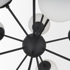 Barbara Matte Black Metal w/ Frosted Glass Globes 11 - Light Chandelier - Dekor Butik