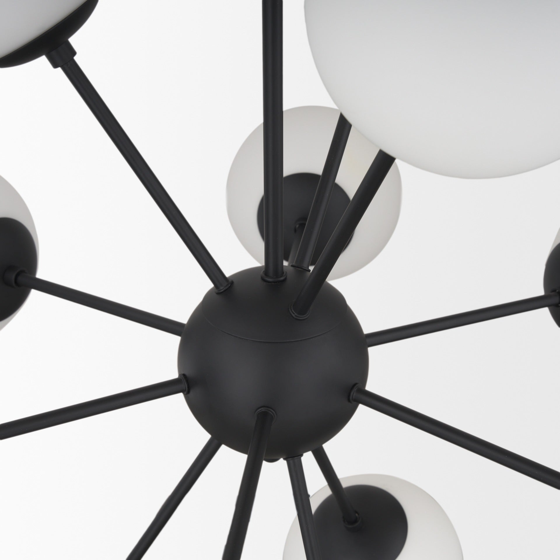 Barbara Matte Black Metal w/ Frosted Glass Globes 11 - Light Chandelier - Dekor Butik