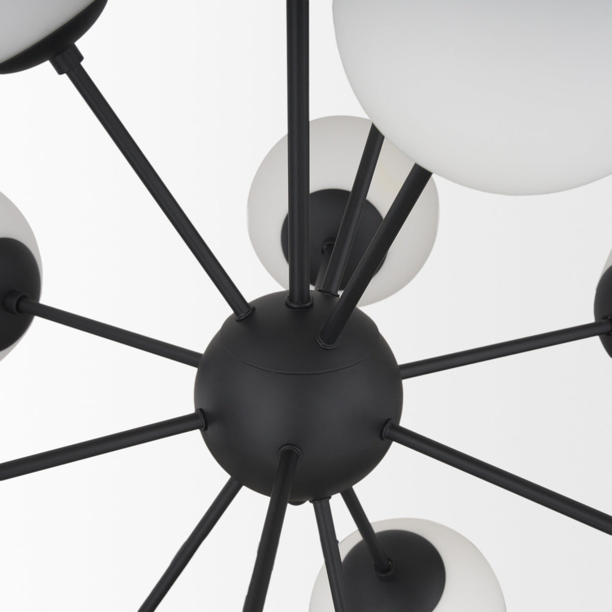 Barbara Matte Black Metal w/ Frosted Glass Globes 11 - Light Chandelier - Dekor Butik