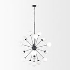 Barbara Matte Black Metal w/ Frosted Glass Globes 18 - Light Chandelier - Dekor Butik