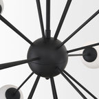 Barbara Matte Black Metal w/ Frosted Glass Globes 18 - Light Chandelier - Dekor Butik