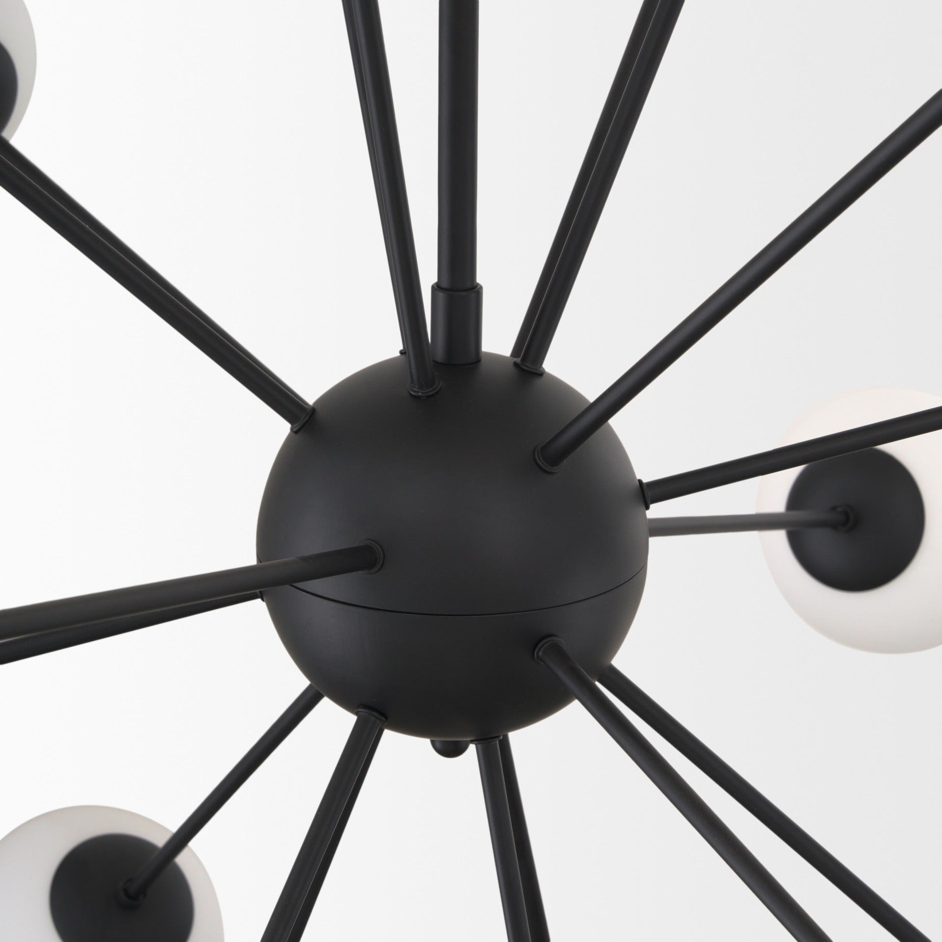 Barbara Matte Black Metal w/ Frosted Glass Globes 18 - Light Chandelier - Dekor Butik