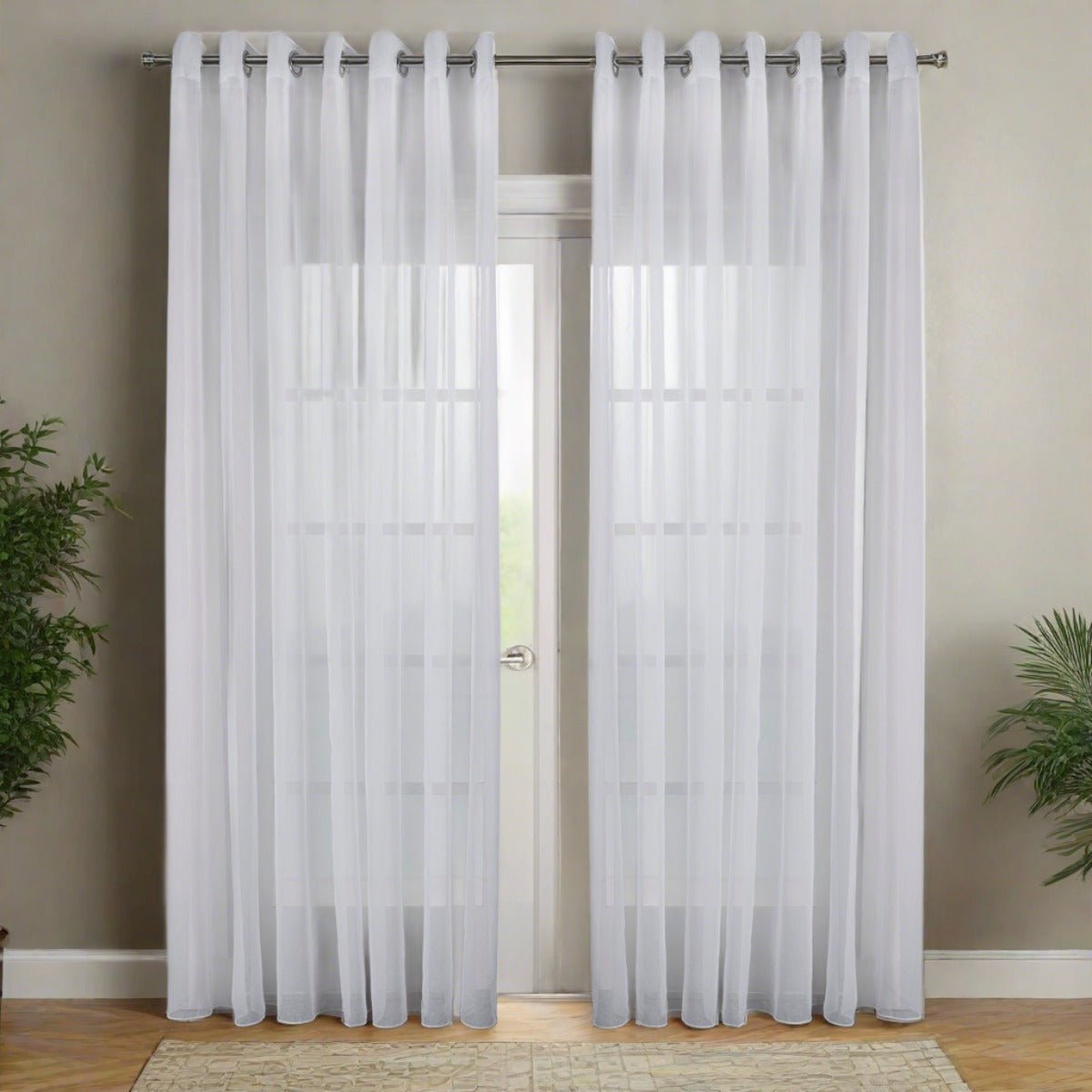 CurtainsBari Jacquard Sheer Grommet Curtain 108" x 108" - Dekor Butik