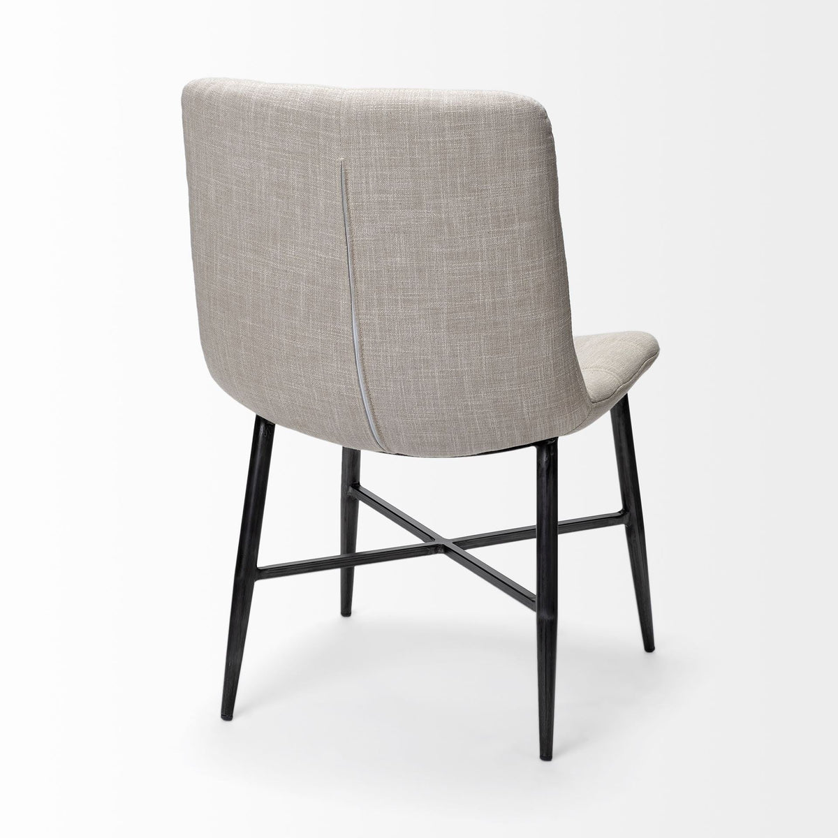 Barrow I Beige Fabric Wrap Black Metal Frame Dining Chair - Dekor Butik