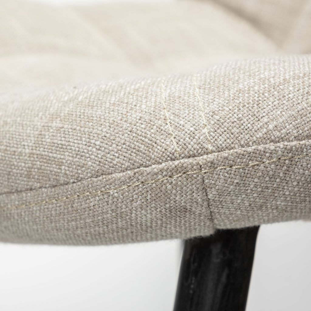 Barrow I Beige Fabric Wrap Black Metal Frame Dining Chair - Dekor Butik