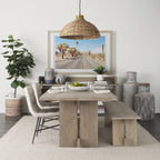 Barrow I Beige Fabric Wrap Black Metal Frame Dining Chair - Dekor Butik