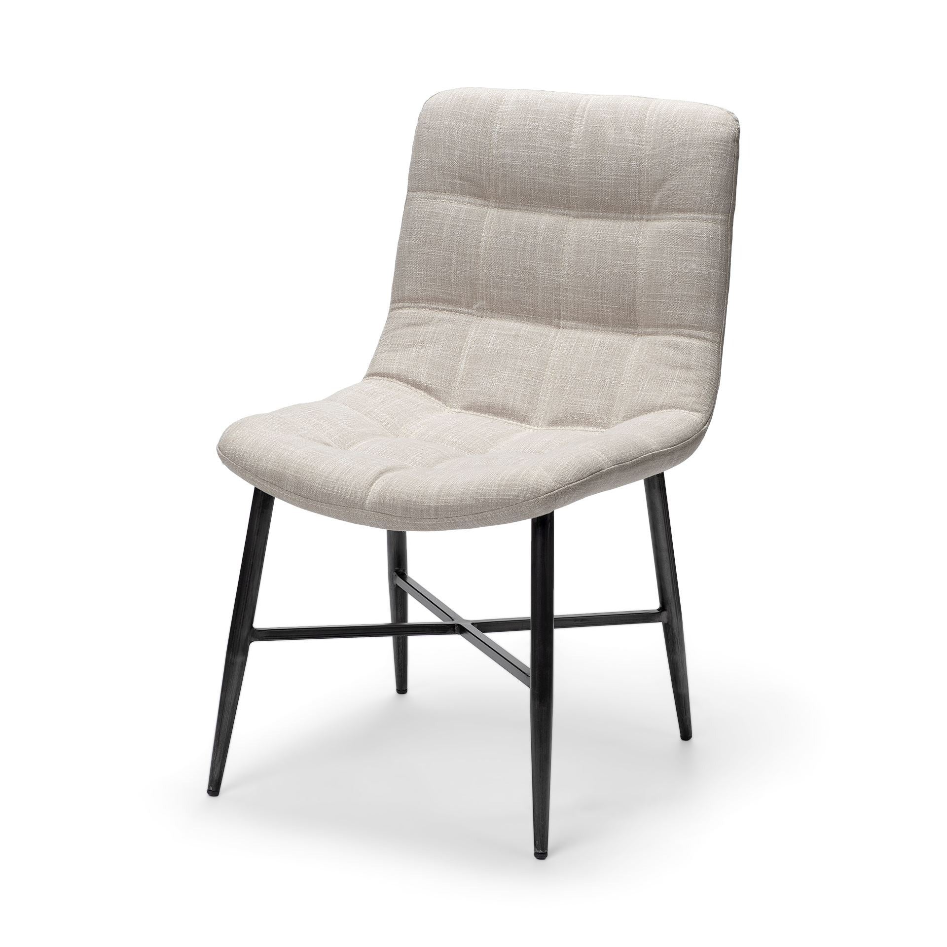 Barrow I Beige Fabric Wrap Black Metal Frame Dining Chair - Dekor Butik