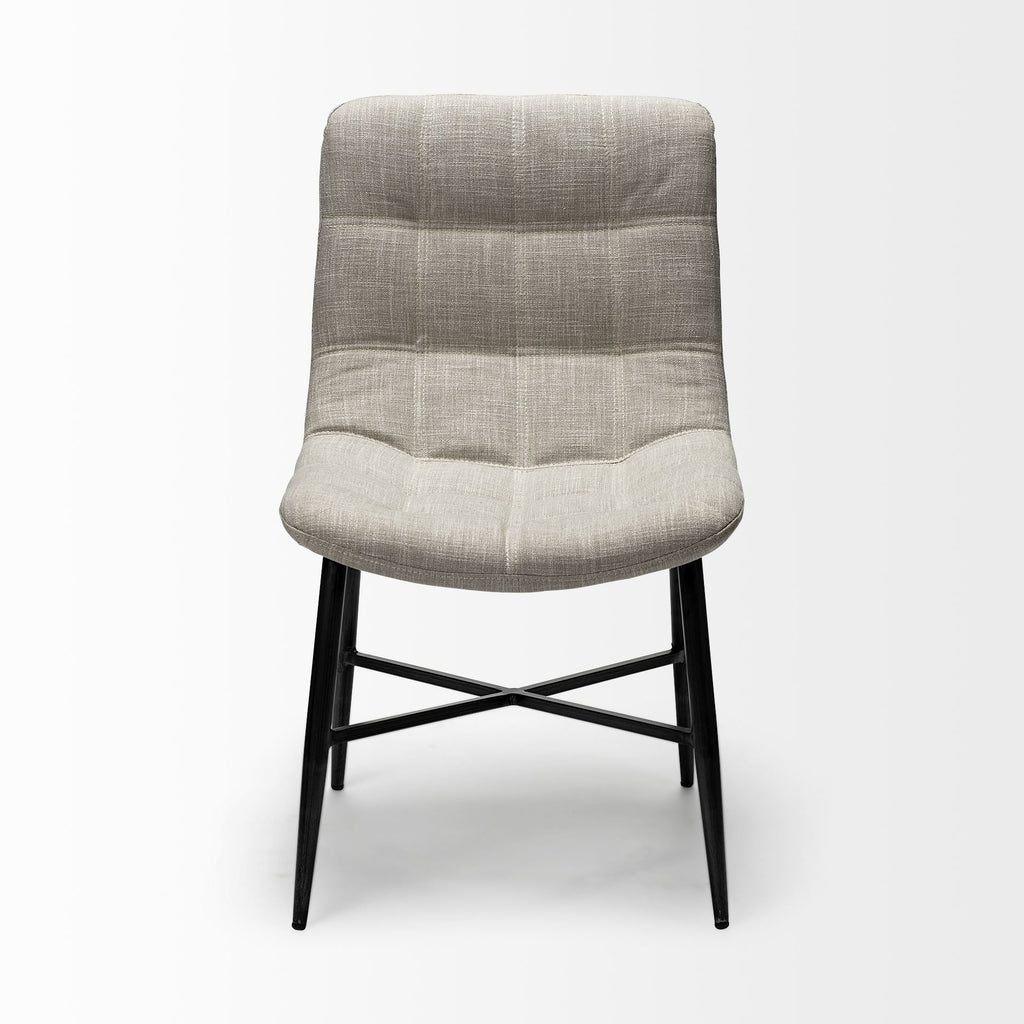 Barrow I Beige Fabric Wrap Black Metal Frame Dining Chair - Dekor Butik