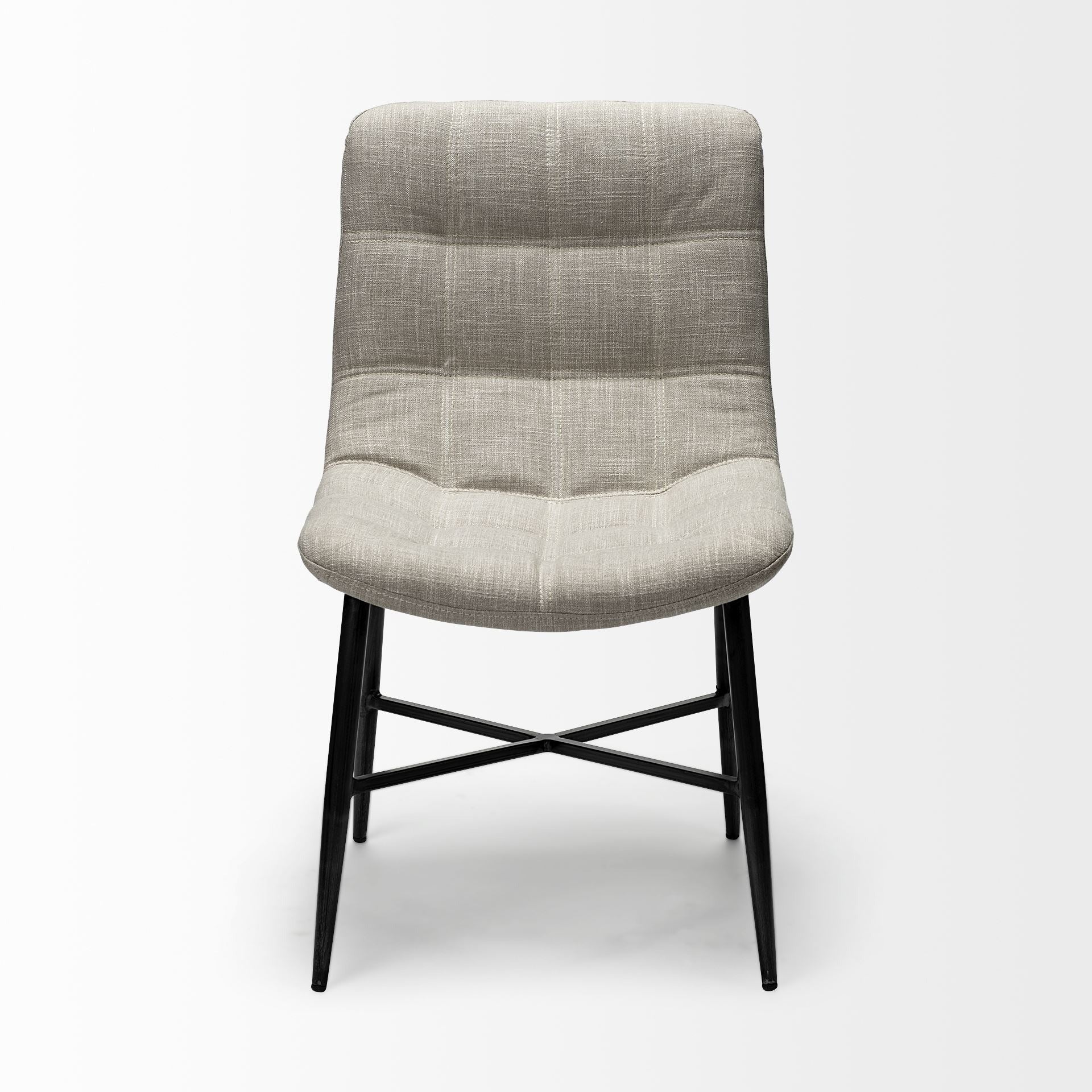 Barrow I Beige Fabric Wrap Black Metal Frame Dining Chair - Dekor Butik