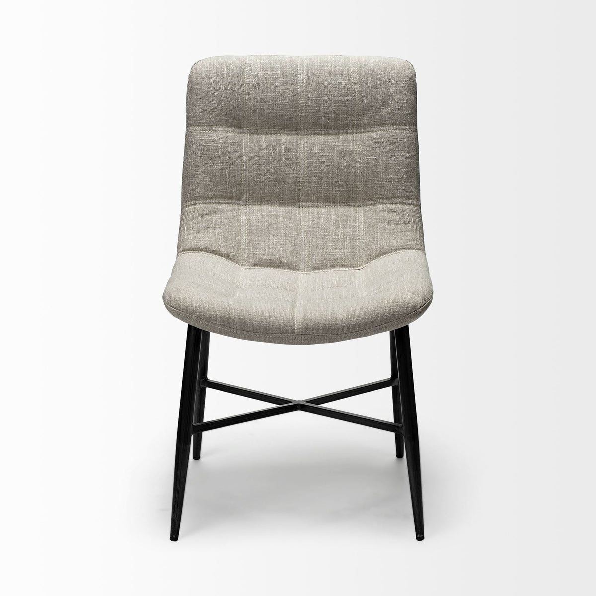 Barrow I Beige Fabric Wrap Black Metal Frame Dining Chair - Dekor Butik