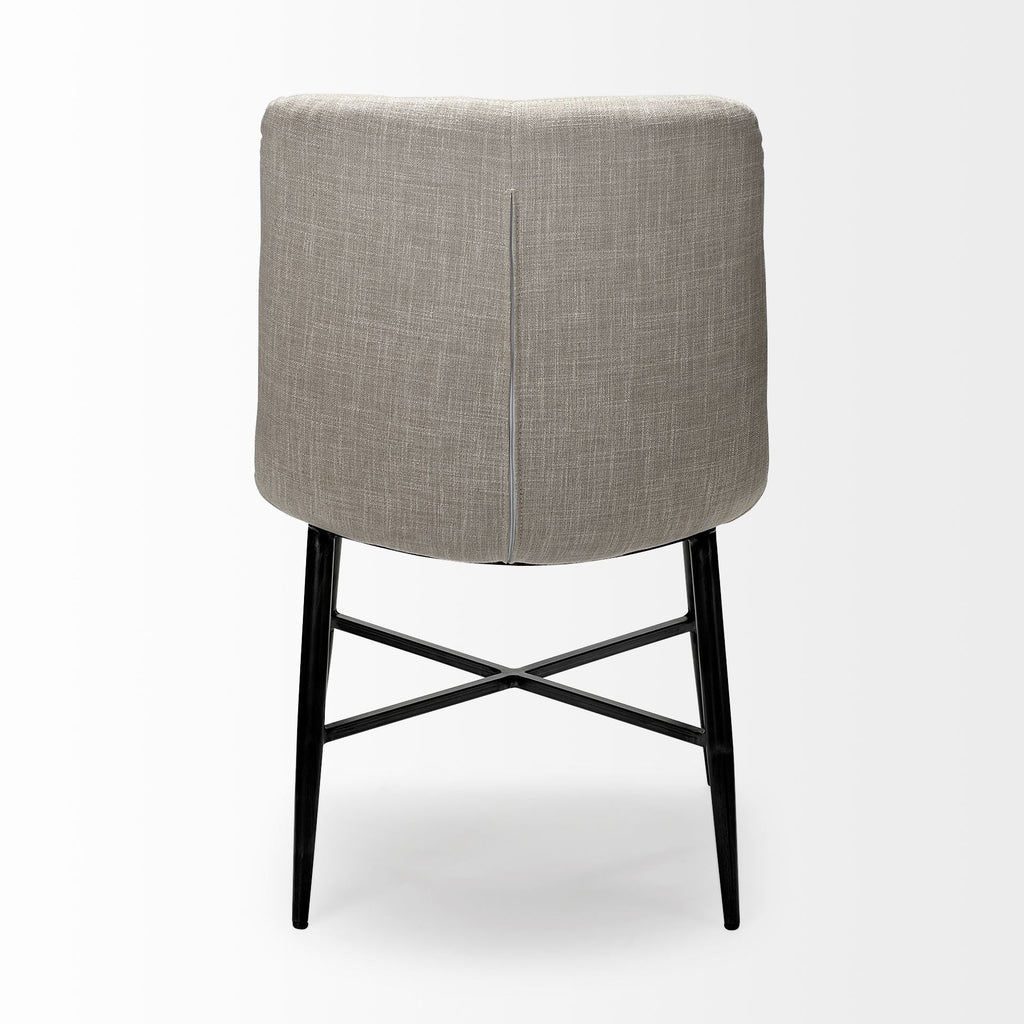 Barrow I Beige Fabric Wrap Black Metal Frame Dining Chair - Dekor Butik