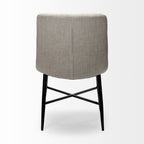 Barrow I Beige Fabric Wrap Black Metal Frame Dining Chair - Dekor Butik