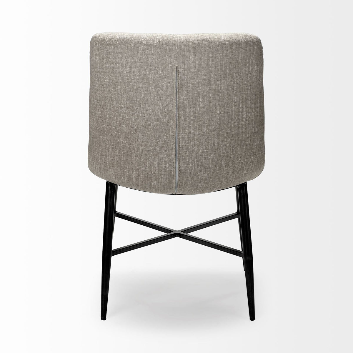 Barrow I Beige Fabric Wrap Black Metal Frame Dining Chair - Dekor Butik