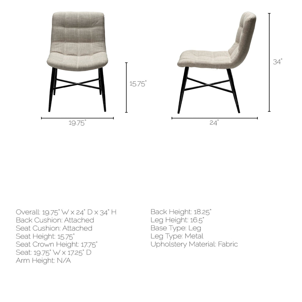 Barrow I Beige Fabric Wrap Black Metal Frame Dining Chair - Dekor Butik