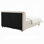 Moni Upholstered Lift Storage Queen Bed - Beige