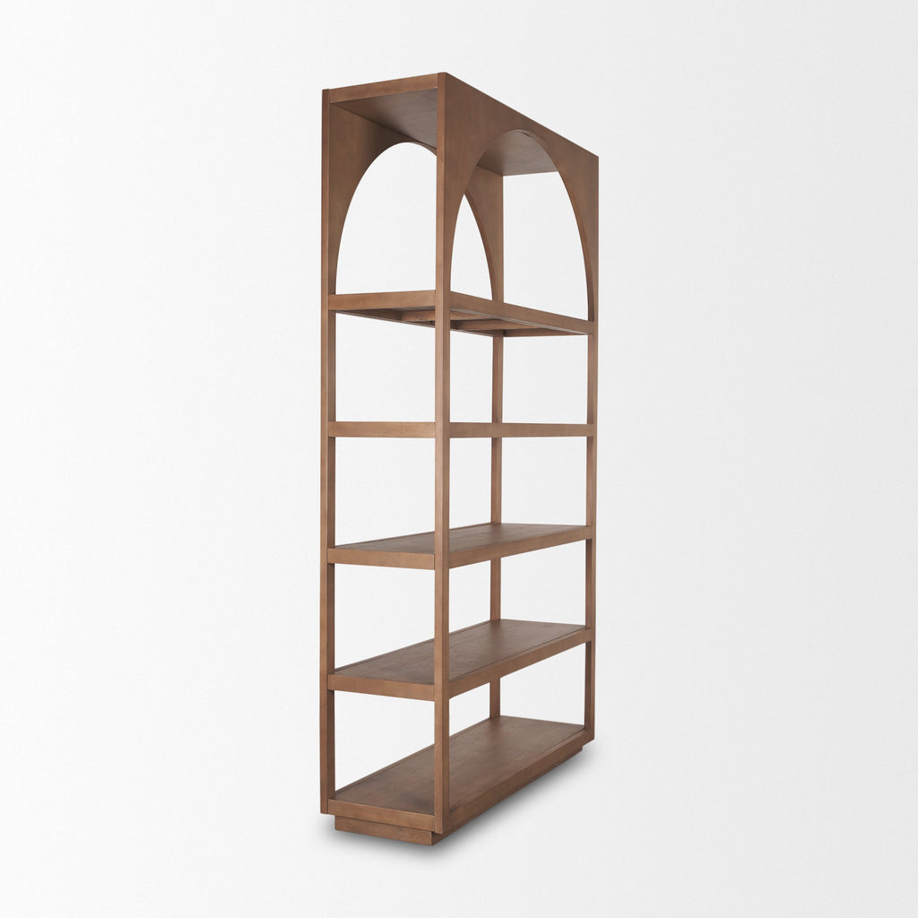 Bookcases & ShelvingBela Arched Shelving Unit Medium Brown Wood - Dekor Butik