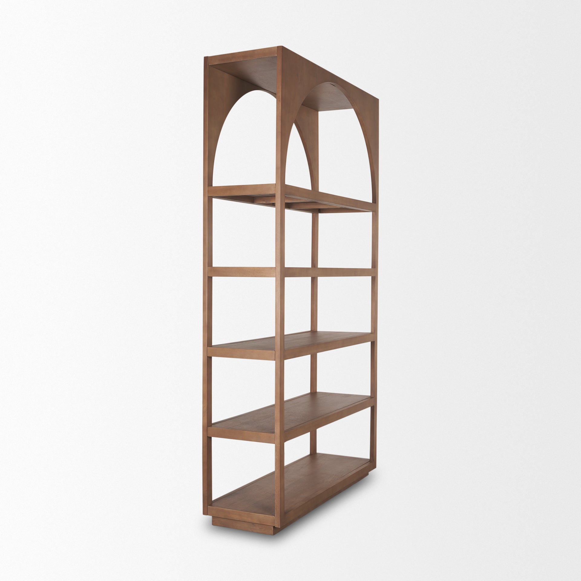 Bookcases & ShelvingBela Arched Shelving Unit Medium Brown Wood - Dekor Butik