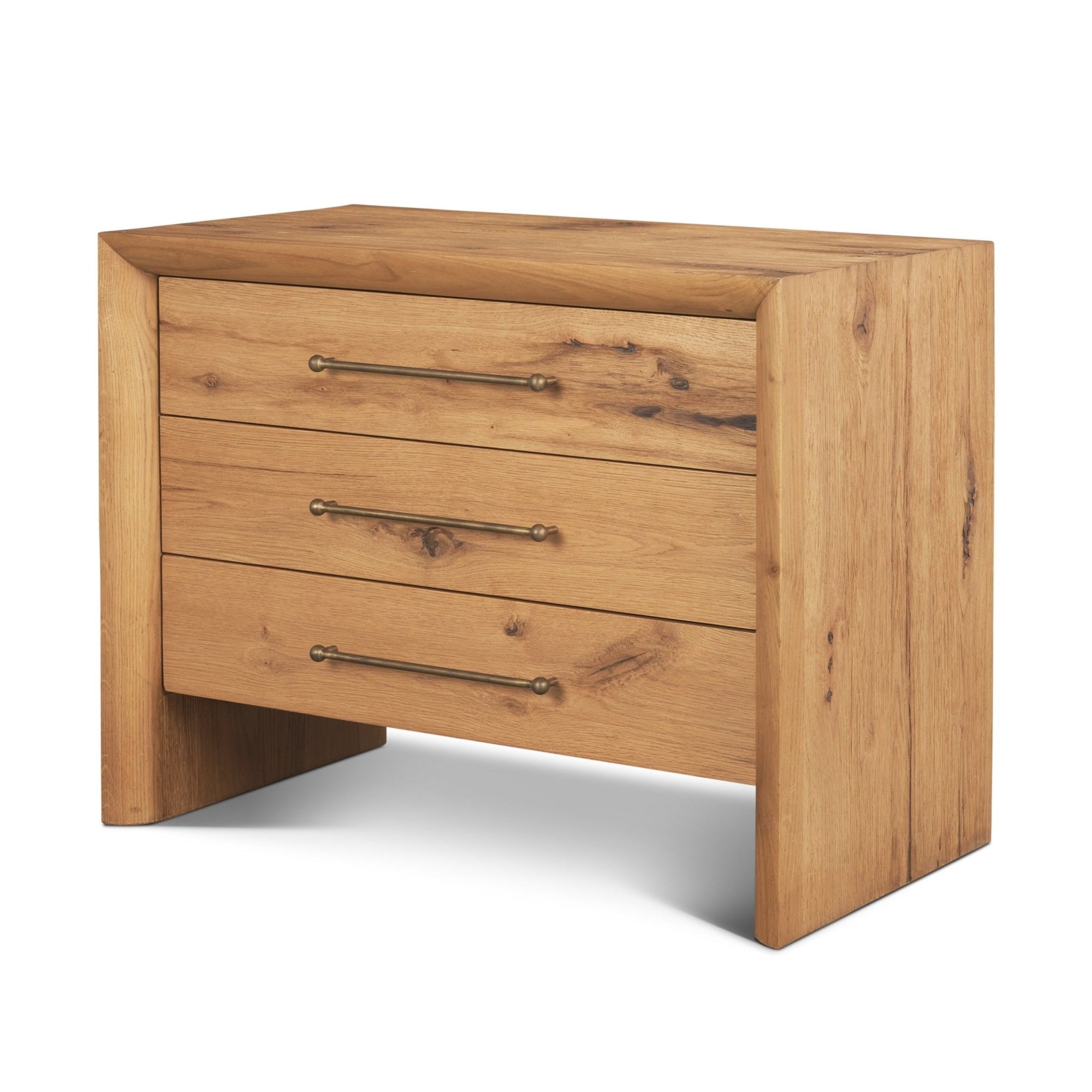 Belford 3 - Drawer Light Brown Oak Wood Closed Nightstand - Dekor Butik