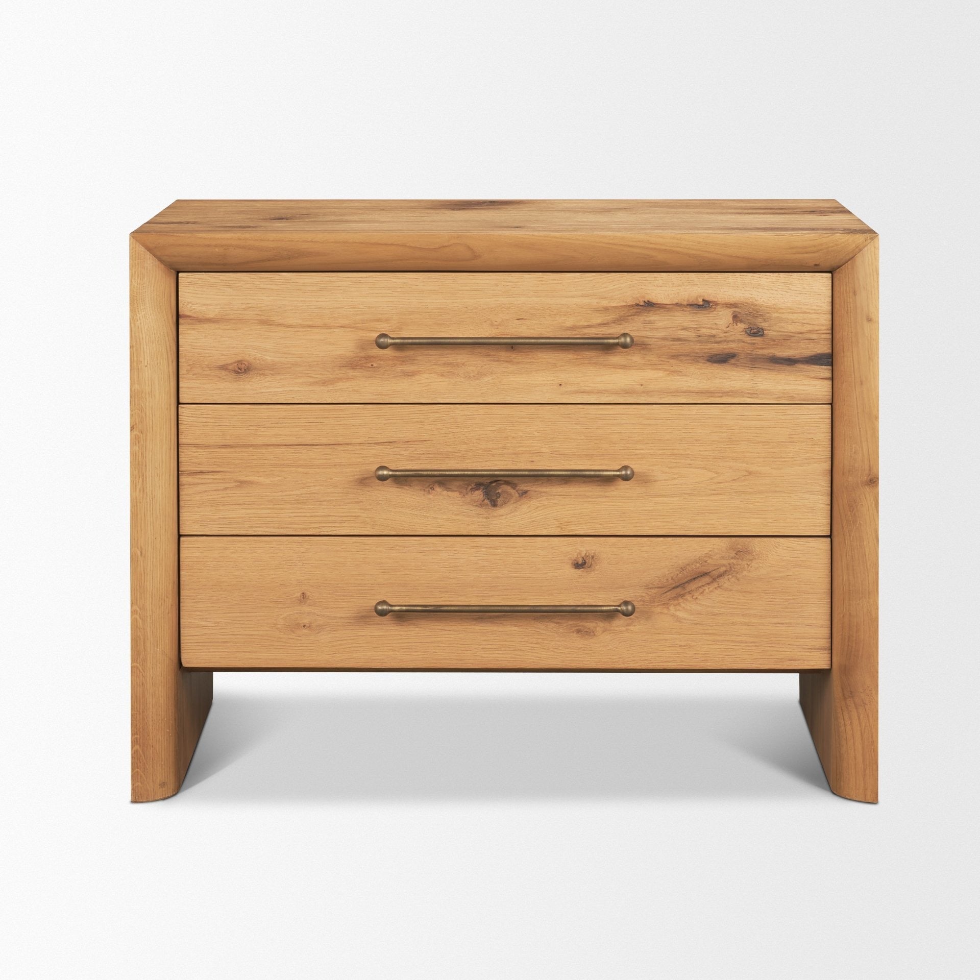 Belford 3 - Drawer Light Brown Oak Wood Closed Nightstand - Dekor Butik